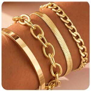 Trio of Adjustable 14K Gold-Plated Bracelets with Cubic Zirconia - Non-Tarnish